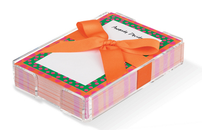 Bright Polka Dot Memo Sheets with Acrylic Holder